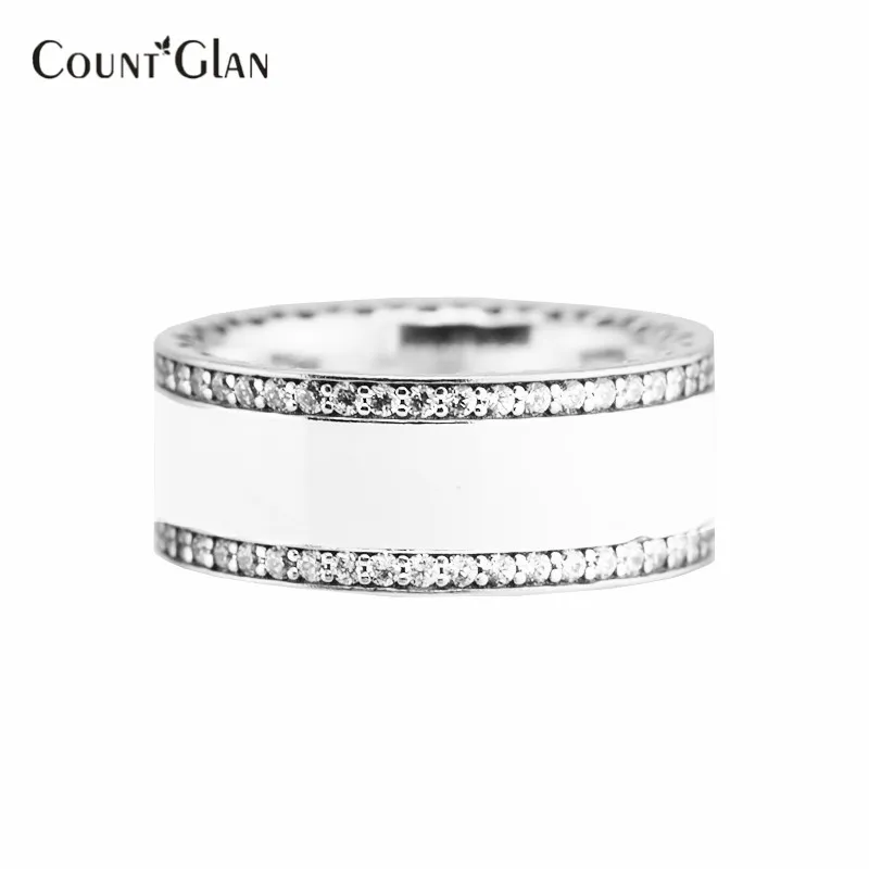 Kompatibel mit Ringen Neue Sterling-Silver-Jujelry Emaille Clear CZ Ringe für Frauen 925 Silver Hearts of Brand Ring 20173132861