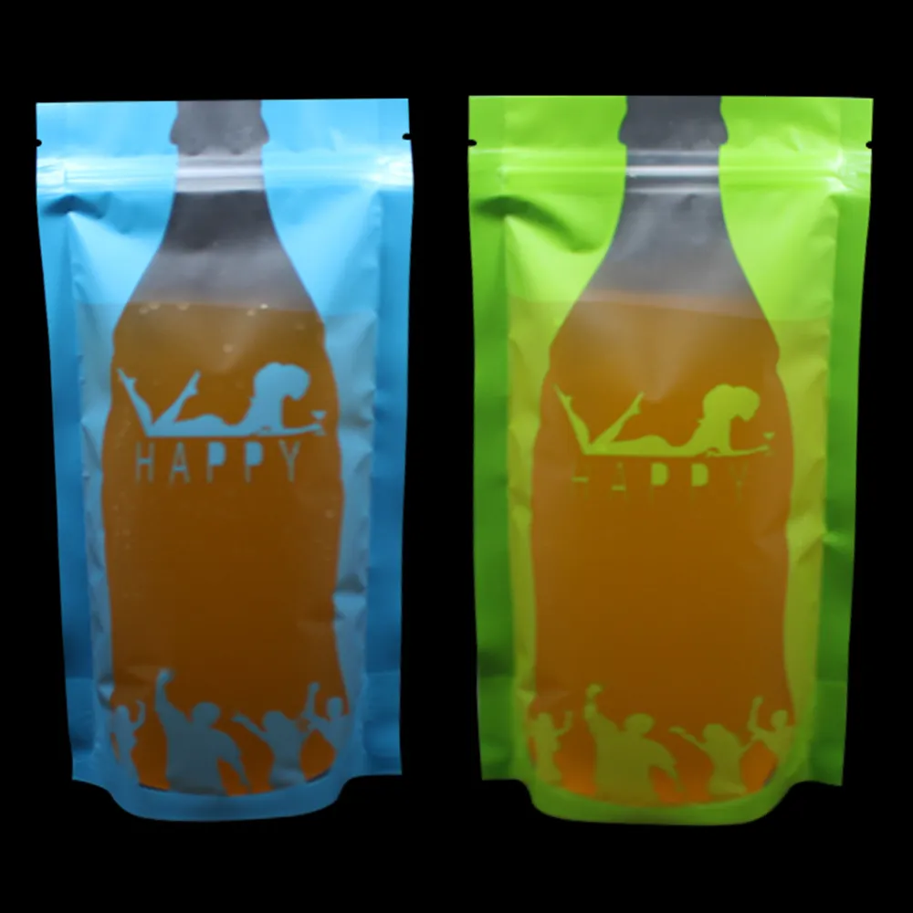100 stks 12 * 24 cm gekleurde dikke transparante ziplock drank buidel tassen capaciteit 500ml voor drankjes sappen melk thee koffie pakket