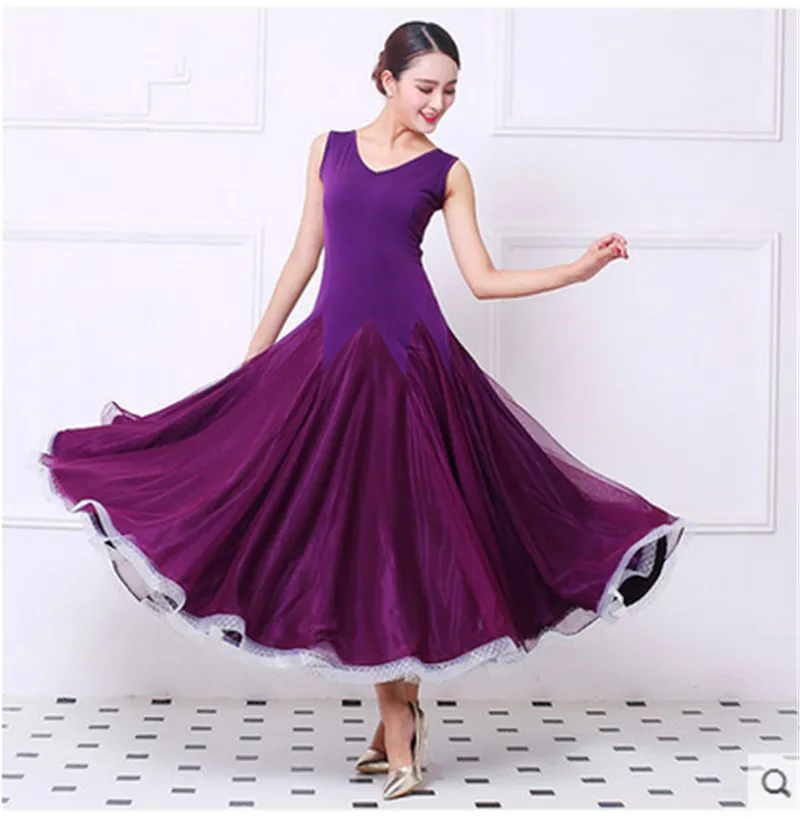 2017Ny Modern Dance Dress Women Elegant Ärmlös Waltz Tango Foxtrot QuickStep Costume Competition Kläder Standard Ballroom Dance Kjol