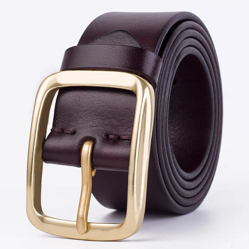 Mode hommes ceintures haut ceintures en cuir cuir de vache véritable ceinture de designer en cuivre aiguille boucle ceinture de luxe noir/café couleur 03