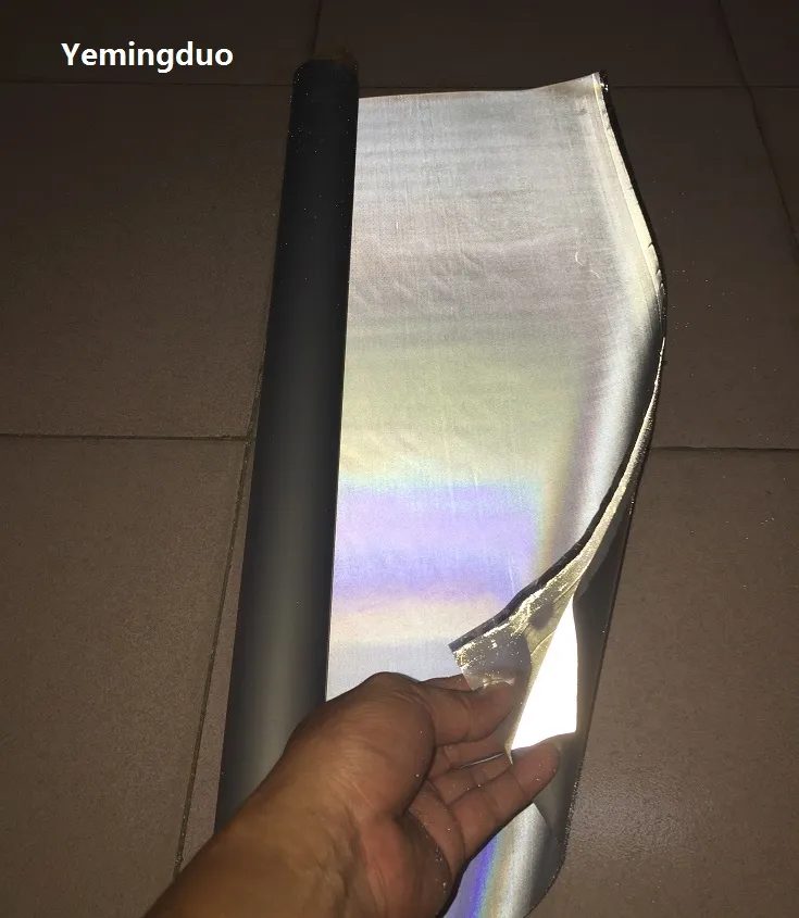 140cm Bredd Hög Ljus Trafiksignal Reflekterande Överföringsfilm Strykjärn På Bag Webbkläder Varning Säkerhet Tyg Tape Garment Tillbehör