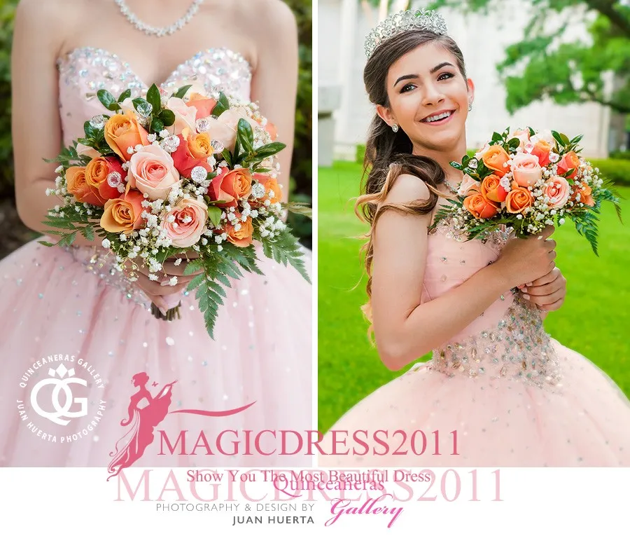 2019 Princess Pink Quinceanera Dresses With Beaded Crystal Puffy Skirt Ball Gowns Sweet 16 Gowns Corset Sweetheart Formal Dress fo271V