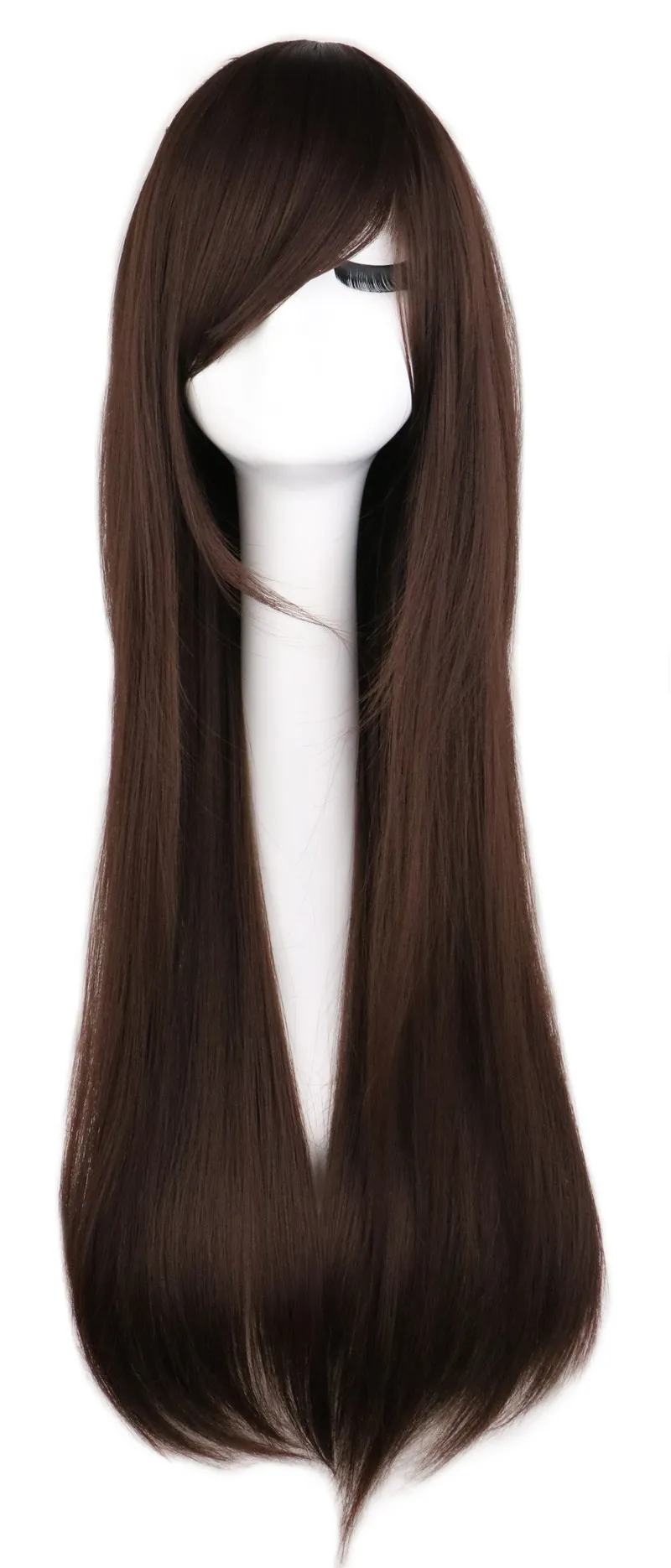 Longo Em Linha Reta Cosplay Peruca Preto Roxo Rosa Azul Sliver Cinza Loira Branco Laranja Marrom 80 Cm Perucas de Cabelo Sintético