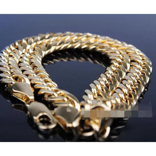 Collier pour hommes en or jaune 24 carats de haute qualité, chaîne cubaine solide, bijoux 23 6 11mm, années consécutives de s champi289l