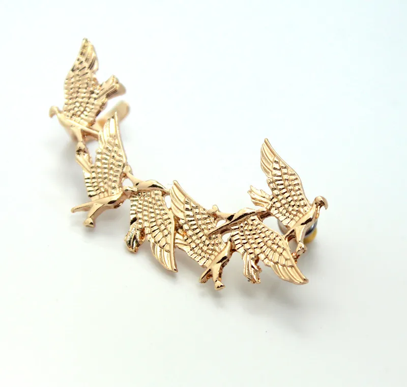 Новый дизайн 2017 Fashion Vintage Punk Animal Eagle Clip Серьги для женщин золотые серьги для ушных манжетов.