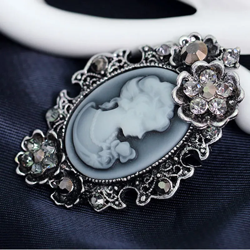 Mode Crystal Rhinestone Flower Vintage Style Fashion Victorian Style Cameo Brosch Lady Scarf Brosch Pins Massor 10 st