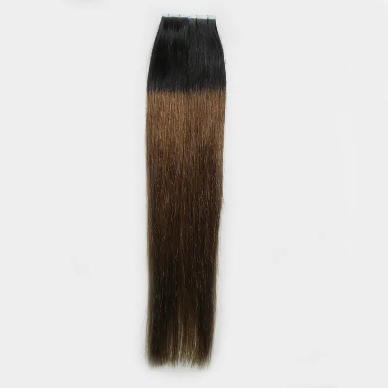 Ombre Braziliaanse haar 100 g 40 stks recht # 1b / 6 tape in menselijke hair extensions ombre maagdelijke remy skin wefts menselijk haar