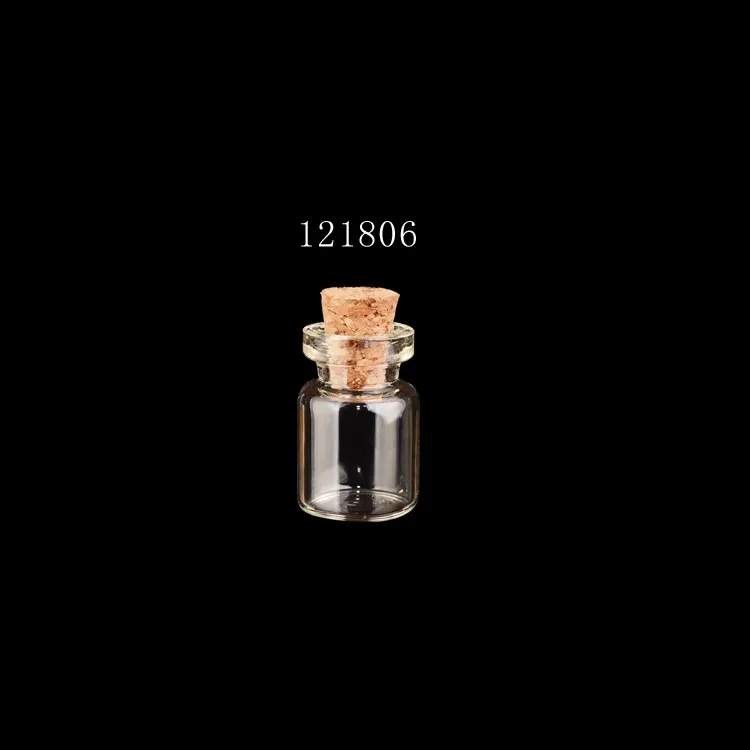 Dia 12x18mm mini glas korkflaska 0,5 ml Tiny Diy Halsband Charm Eye Drop Bottle -100pcs / Lot