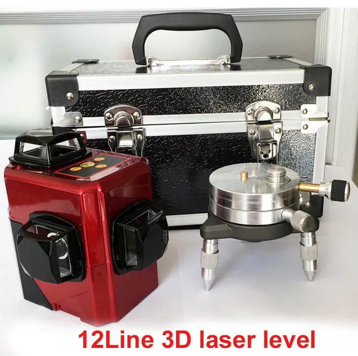 Freeshipping Rechargeable 12 Lines 3D 635nm Laser Level 360 Rotary Cors Red Lazer Line