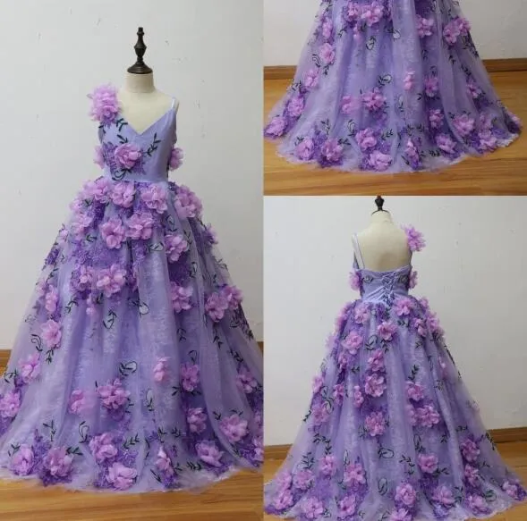 Uroczy Kolorowe Kwiat Girl Sukienki 2017 Handmade Kwiat Powrót Lace Up Girls Girls Suknie Piętro Długość Kommunion Dress Custom