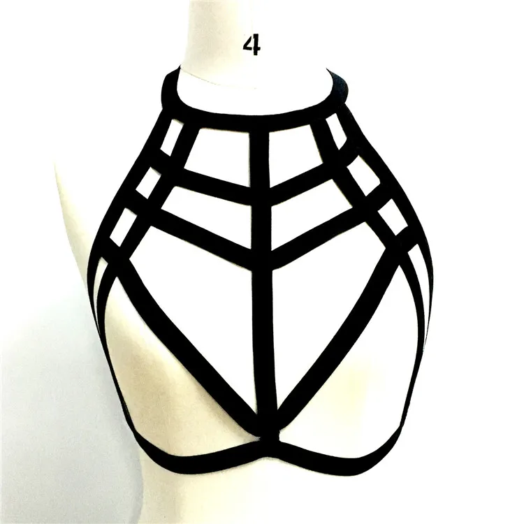 Bdsm female sexy Goth Lingerie Elastic Harness cage bra cupless lingerie Bondage Body elastic harness belt 9039157