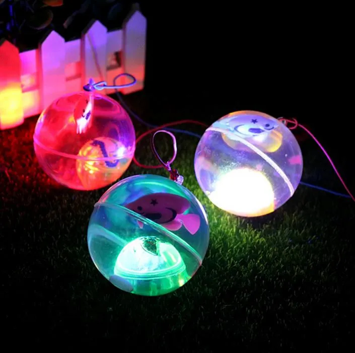 Led flash balle rebondissante nouveauté allume la balle rebondissante avec un jouet à cordes élastiques Bouncy Balls enfants Party Favors Xmas Glow Hanging Decor