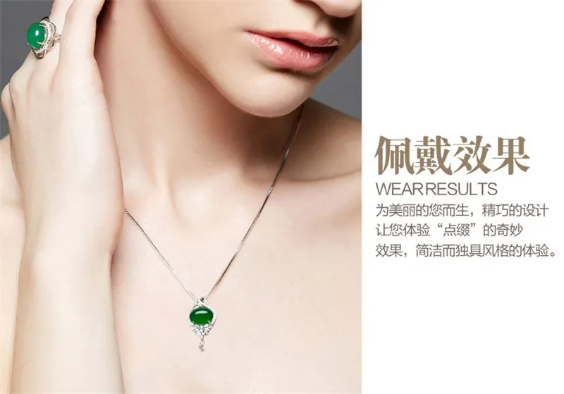 HAMNI New Fashion Original Real 925 Sterling Silver Jewelry Green Malay Crystal Natural Gem Pendant Women Necklace D232