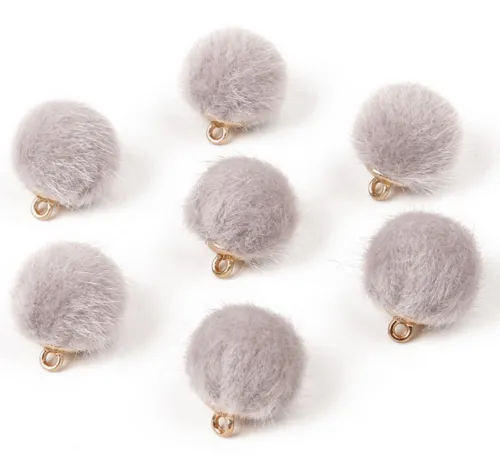 Plush Fake Rabbit Fur Hair Ball Beads Charms Pendant for Earring Jewelry Making 15mm