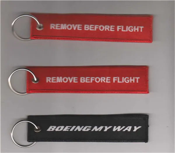 Custom Airlines Crew Embroidery Cloth Fabric Key Tag Keychain with