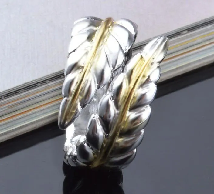 2017 vendita calda placcatura in argento sterling 925 esagerazione 14mm piuma anello di apertura charms gioielli di moda 10 pz / lotto