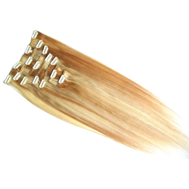 Colore pianoforte 27/613 100g brazilian hair clip in extension clip nelle estensioni dei capelli umani dritte