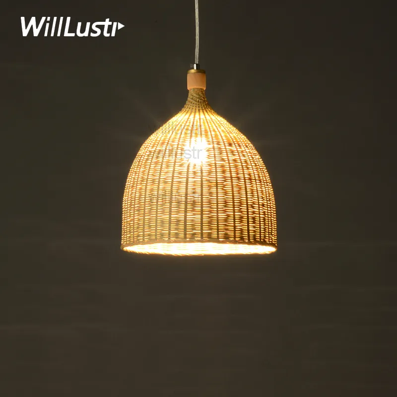 Willlust Bamboo Pendant Lampa Dinning Vardagsrum Suspension Ljus Handgjord korgkorg Hotell Hall Restaurang Loft Kök Hängbelysning