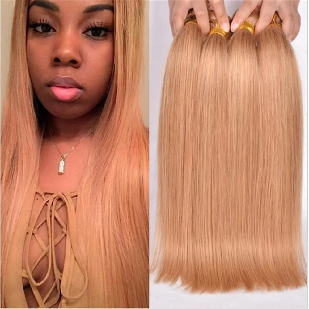 Honey Blonde Hair Extensions 27 Blonde Steil Haar Bundels Nieuwe Populaire Kleur # 27 Pure Color Straight Honey Blonde Bundels te koop