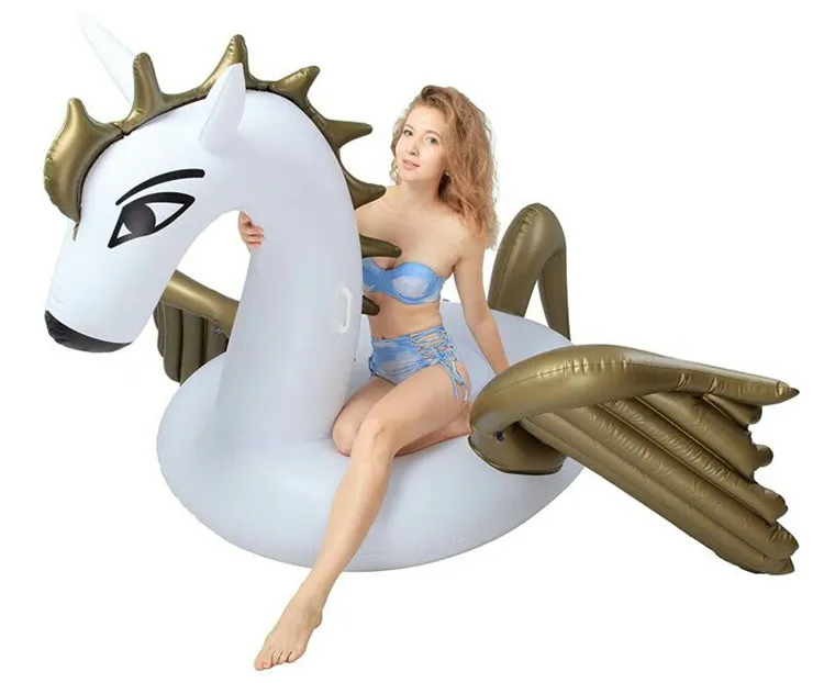 Summer Inflatable Float Giant Unicorn Pegasus Water Swimming Floats Raft Air Mattress Swim Ring Ride-On Pool Beach Toy DHL/Fedex Shipping