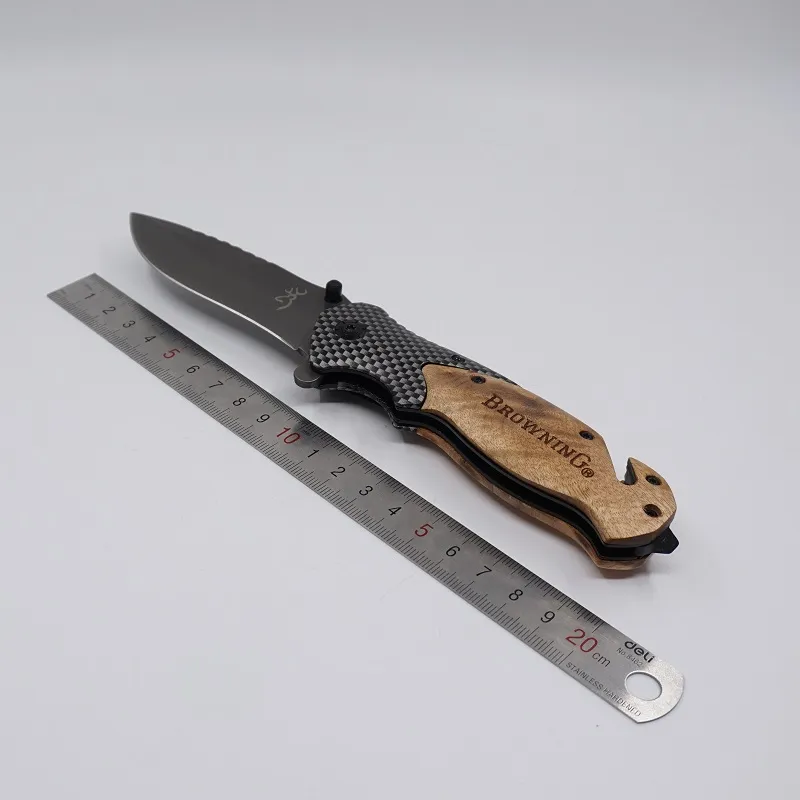 Brown X50 Knife Tactical Folding Pocket Knife Survival Knives Hunting Knife 440C Steel Blade Wood Handle Fishing Camping EDC Tools