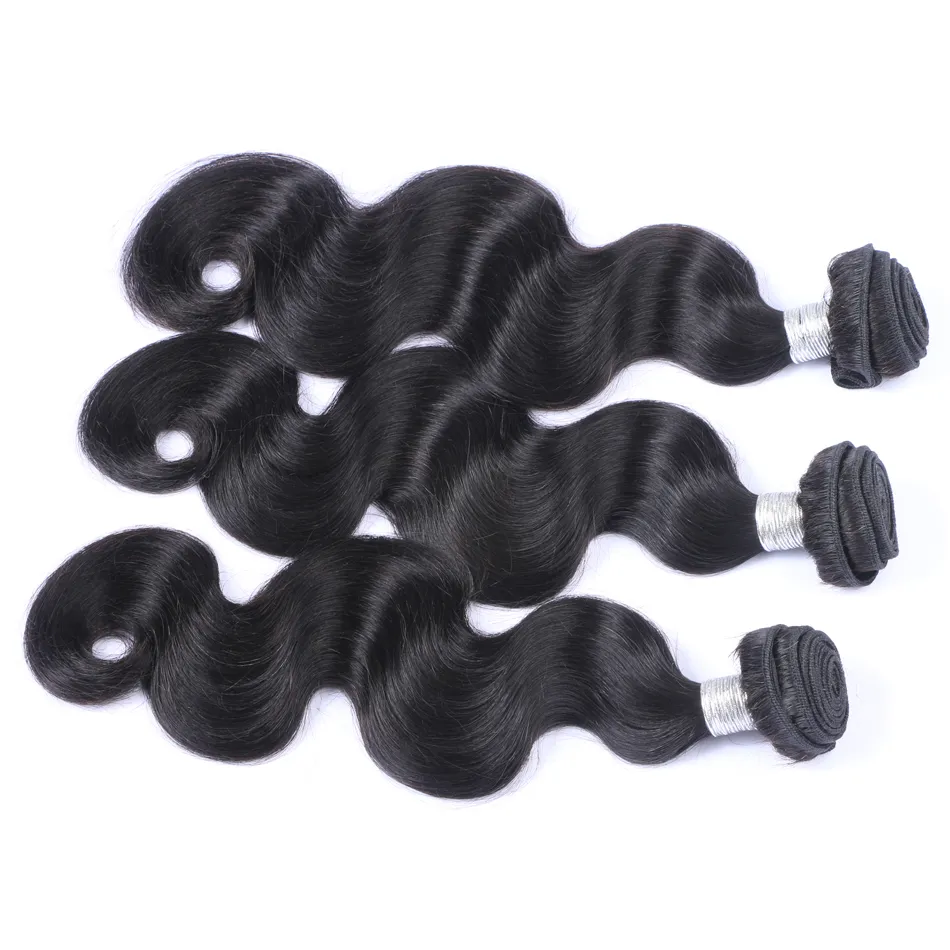 Corpo Malaysian Onda Virgem Humano Weaves Pacotes 3 Pcs Lot Unprocessed Malásia Remy Human Human Extensões Natural Black Color Tintura