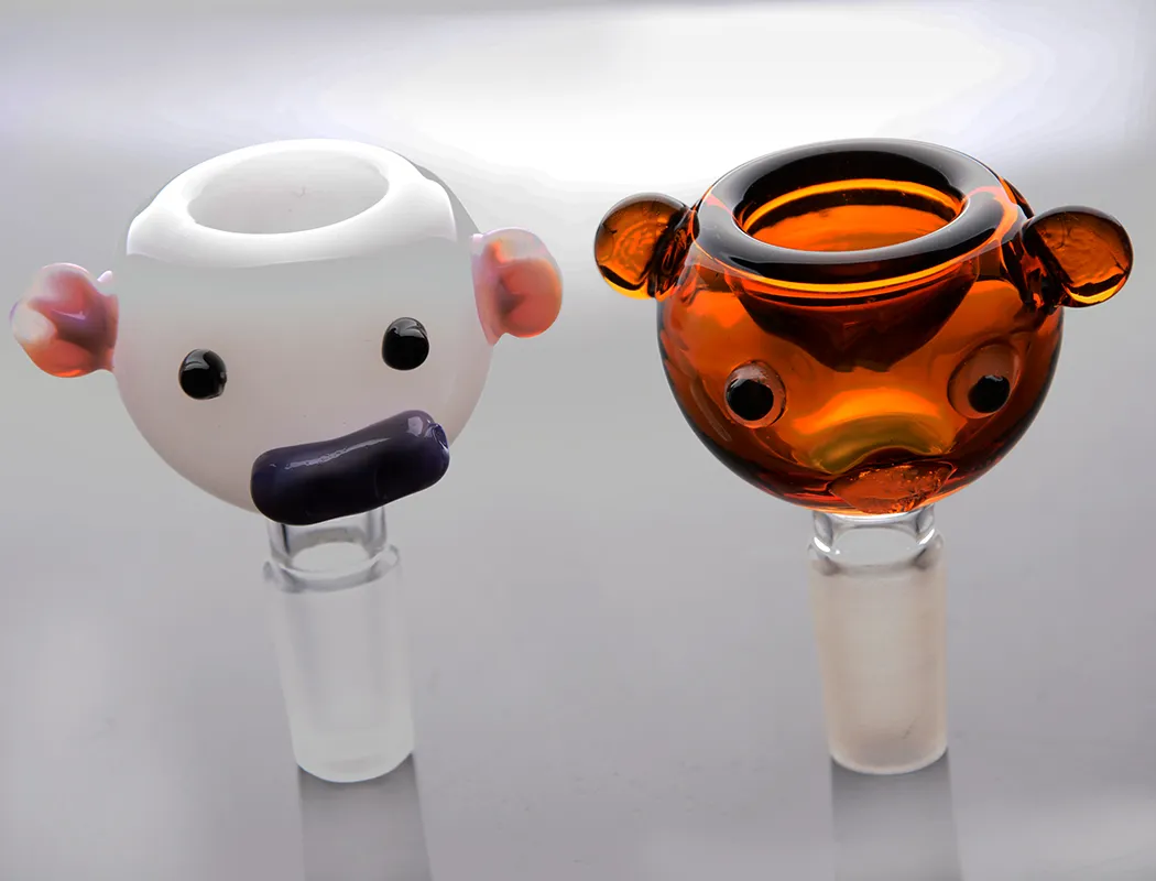 Hi-Q Bong Bowl Male Corlorful Pig Glass Skålar för torr Herb Bucket Glass Tobacco Rökning Tillbehör 14mm Skål