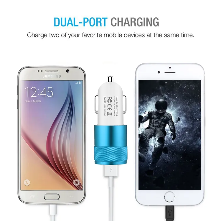 Mini Universal Car Charger Socket Power Adapter Car Plug LED Light USB Charger Charging Adapter f￶r iOS- och Android -mobiltelefoner