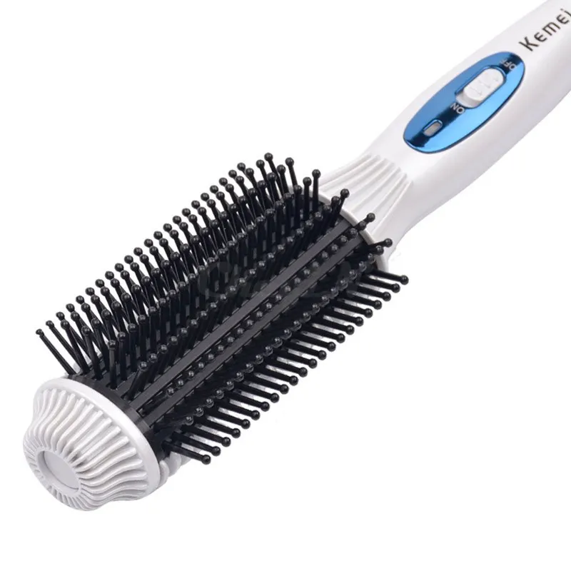 KEMEI KM8110 Professionell Fast Heat Brush Hair Strainener Flat Iron Electric Ceramic Hair Comb Straighter Rakare Curler5636775