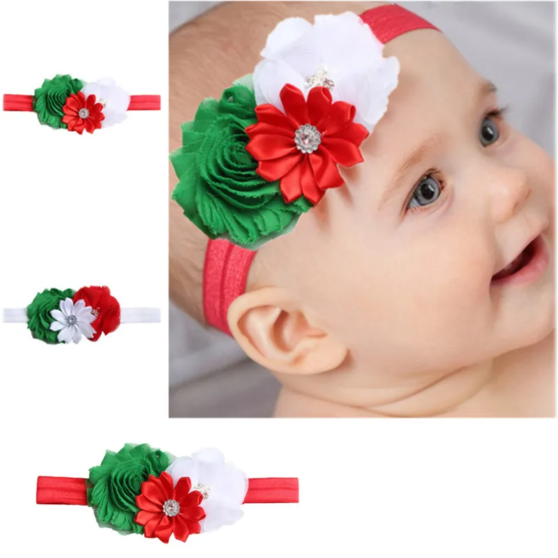 Baby hår tillbehör gulliga tyg blommor huvudband tjejer mode elastiska hårband barn jul fest klä upp xmas gåvor
