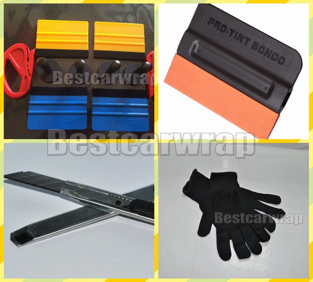 4pcs Magnet gripper / 4 pcs Squeegee 3M and 1 pcs Knifeless tape Design Line 2 Pcs knife cutter 1 pair gloves and Knife Car wrap Tools kits