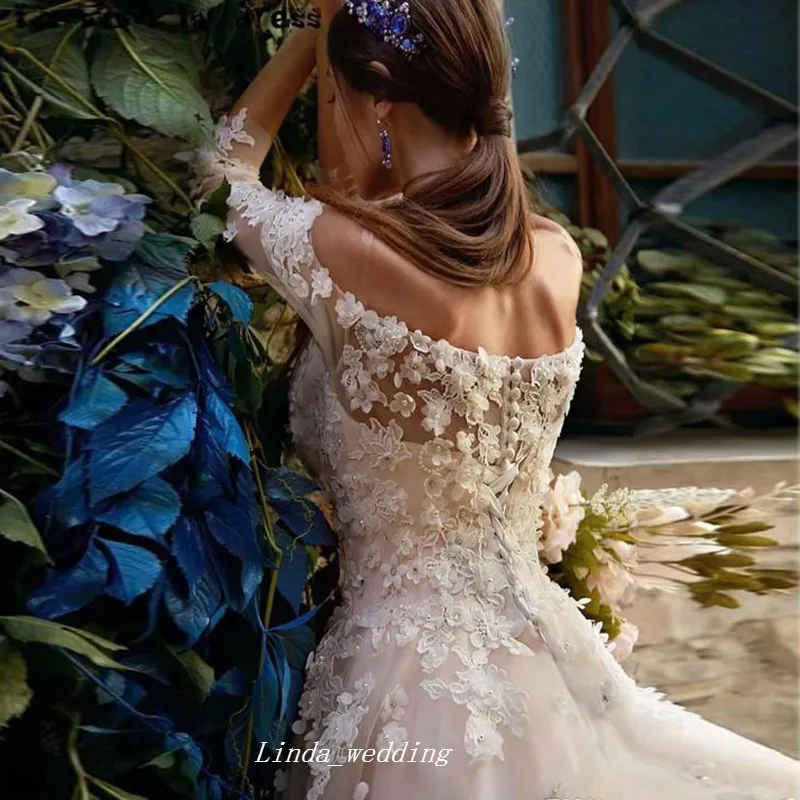 vintage lace 3 4 sleeve wedding dress Lace V-neck 3-4-sleeve Sheath Applique Vintage Boho Wedding Dress with Court Train