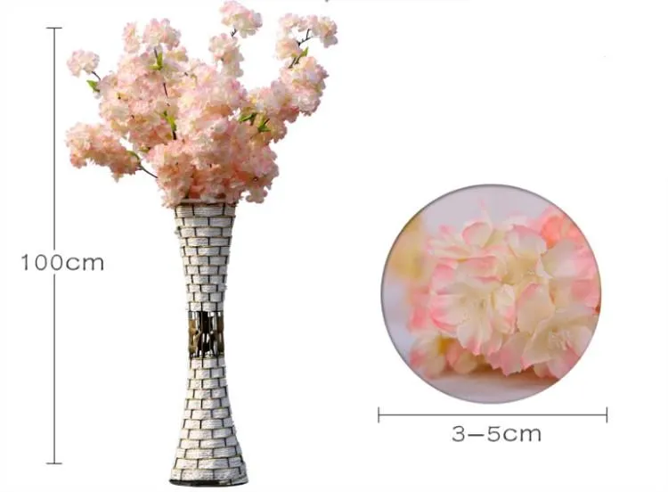 1 meter lång konstgjord simulering Cherry Blossom Flower Bouquet Wedding Arch Decoration Garland Heminredning för gratis frakt