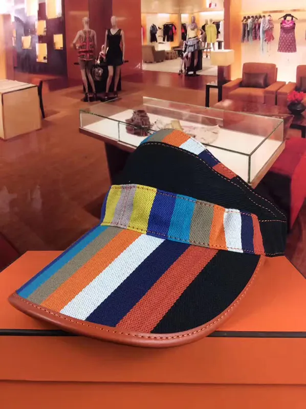 Chapeau de soleil à rayures colorées à la mode, casquettes de couple en toile importées, visières de marque de styliste, casquettes en langue de canard pour hommes et femmes