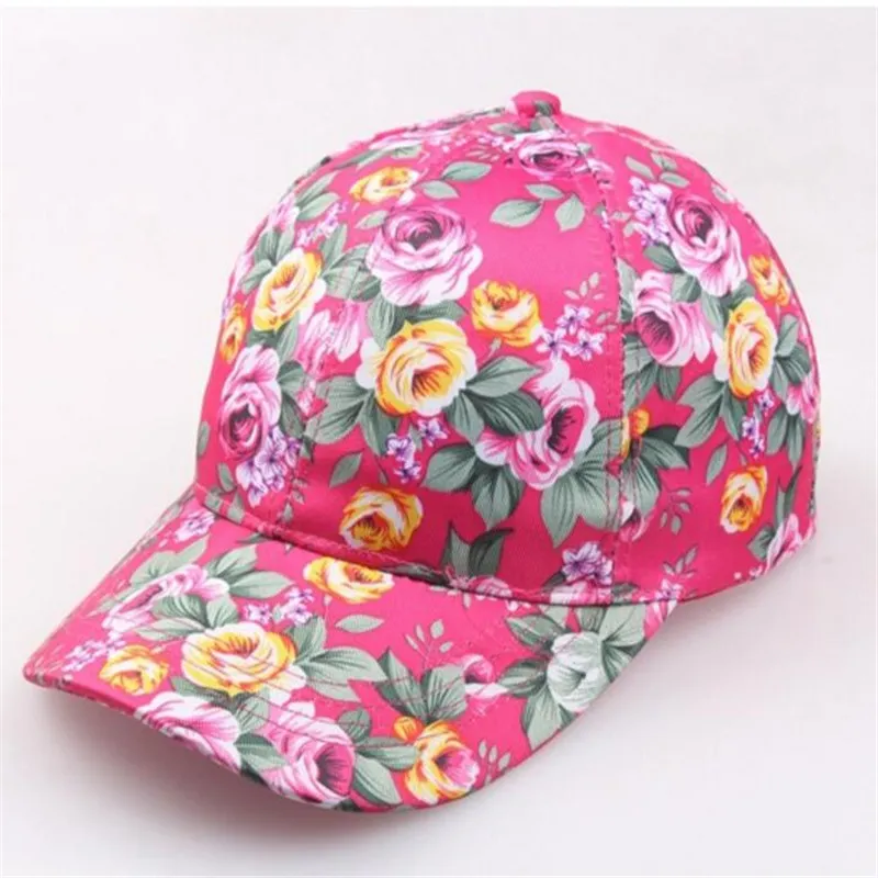 2017 New Fashiong Lady Girl Flower Stampa Visiera Cappello Berretto da baseball Snapback Cappelli Hip-Hop quattro stagioni