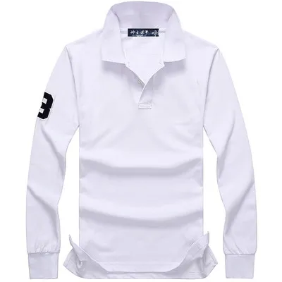 Atacado 2017 outono e inverno novo de alta qualidade 100% algodão moda masculina camisa polo de manga comprida camisa polo masculina casual manga longa