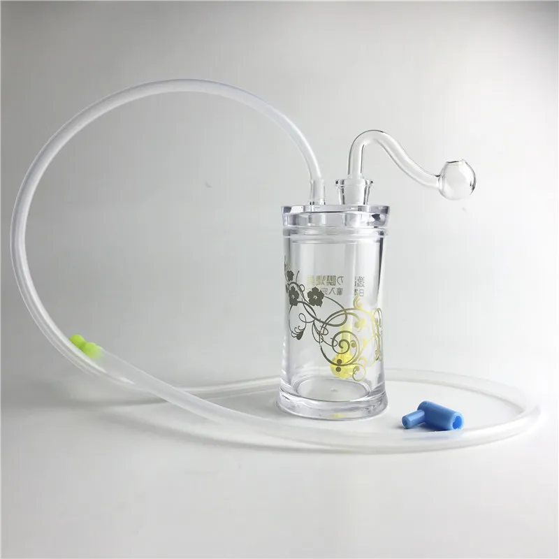 4,5 inch plastic olie -brander Bongwaterpijpen met 10 mm mannelijke dikke pyrex glazen olie -brander pijp siliconen buis voor roken