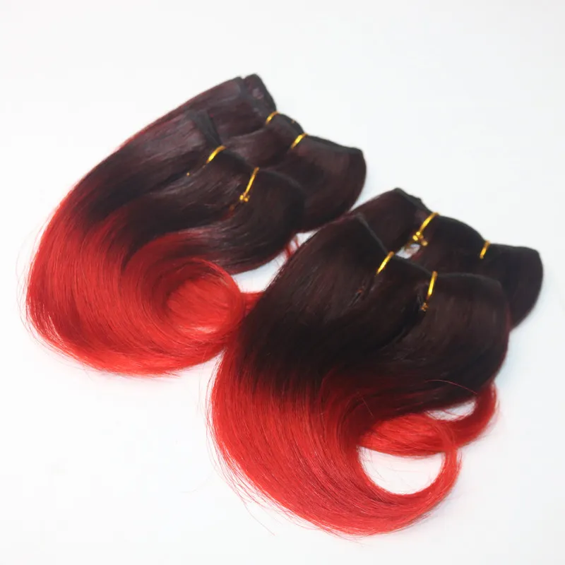 Hoge kwaliteit 6 inch korte twee toon Braziliaanse haar Ombre Kleur Body Wave 100% Menselijk Haarverlenging