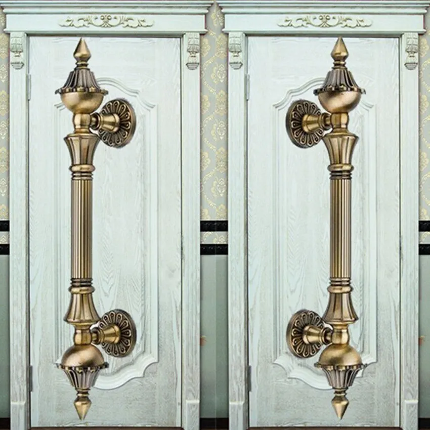 270 mm Vintage Europe Classics Style Dépliez Installation Big Gate Porte Handles Points de porte de bronze Antique Home KTV Office Porte de porte en bois Handle