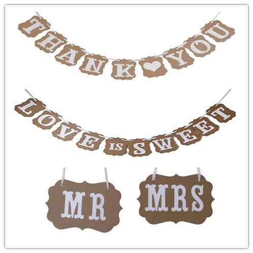 L'AMOUR EST DOUX, MERCI, MR MRS Paper Garland Banner Wedding Banner Party Decoration