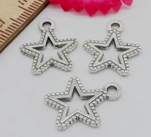 tibetansk silver fem-spetsig stjärna charms hänge dangle pärlor passar europeiskt armband 25mm