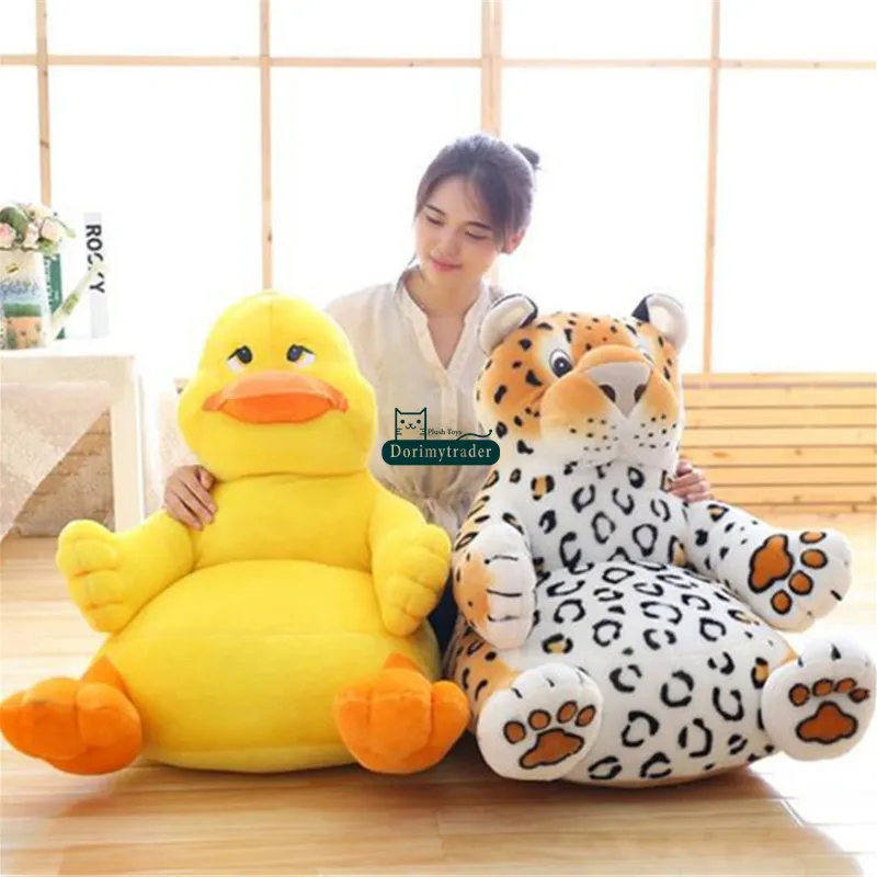 Dorimytrader Lovely Cartoon Duck Tiger Plush Kids Chair Poduszki Miękkie Nadziewane Anime Mini Sofa Zwierząt Doll Zabawki Baby Prezent 60cm x 60cm DY61705