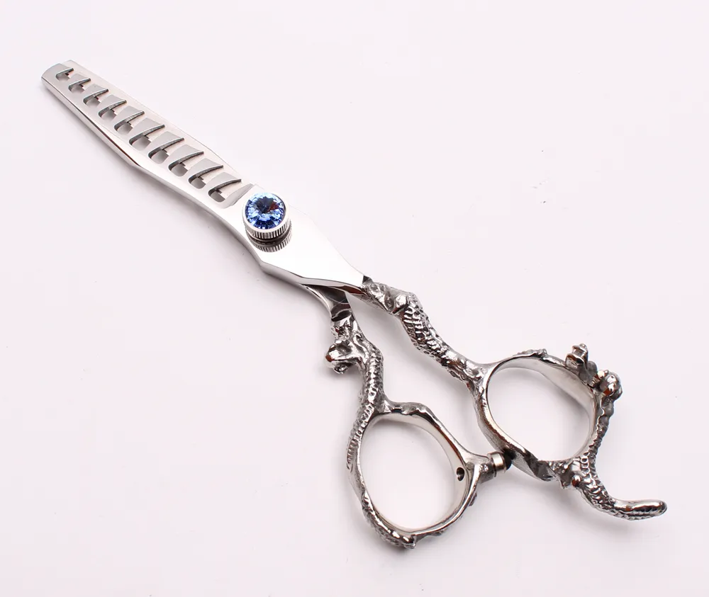 6Quot 440C Dostosowane logo niebieskie klejnoty profesjonalne nożyczki do włosów ludzkie krojenie lub przerzedzenie nożyce Barberquots fryzjerskie setki 8049055