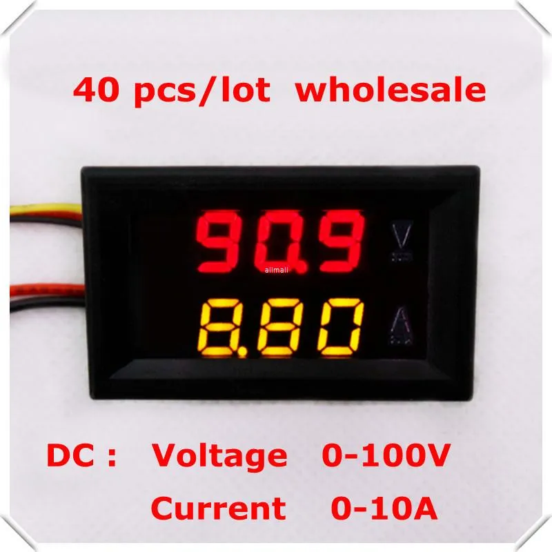 Freeshipping 0.28 Digital Ammeter Voltmeter DC 0-100V / 10A 5 Wire Spänning Strömmätare LED Display Färg 40 st / parti