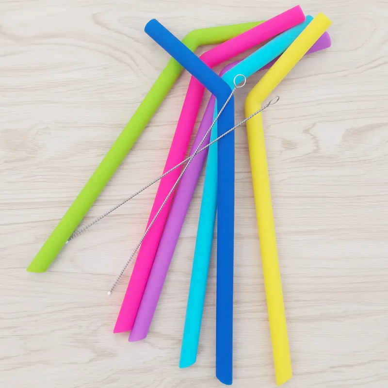 new hot 2 brush Silicone Straws set 10.5inch Straight/bent Straws for 30oz tumbler