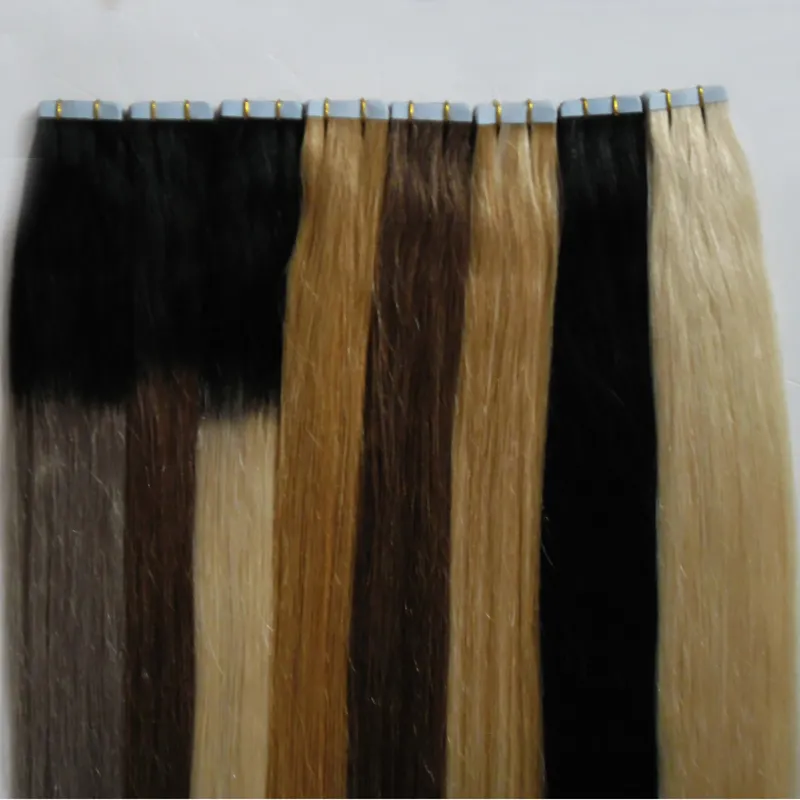 #27 #1 #60 #1b/gray #1b/8 #1b/ Tape In Human Hair Extensions Blonde brazilian hair Natural Straight Ombre Virgin Remy Hair 100g