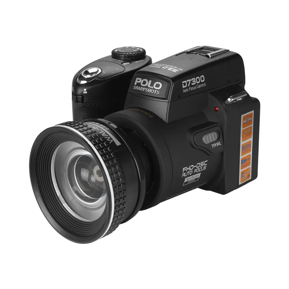 PROTAX D7300 Digital Cameras 33Mp Professional DSLR 24X Optical Zoom Telephotos 8X Wide Angle Lens LED Spotlight 9272