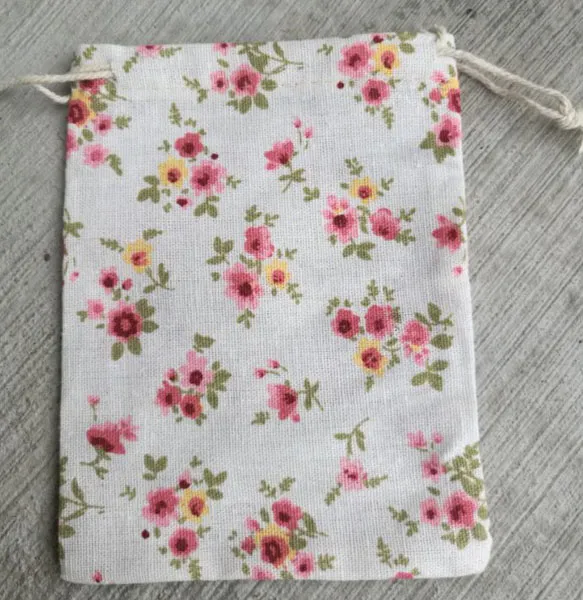 Pure Flower Printed Linen Presentpåse påsar Travel Organza Sack Jewelry Gift Pouches246f