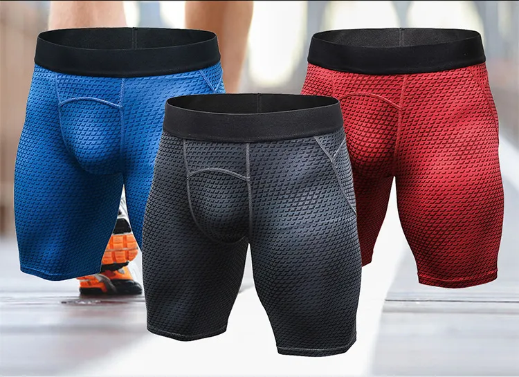 Hot męska Drukuj Sporty Spodenki Tight Shorts Szybki Suchy Odpowietrznik Running Legginsy Fitness Legginsy Mężczyzna Trening Gym Spodenki Sportowe