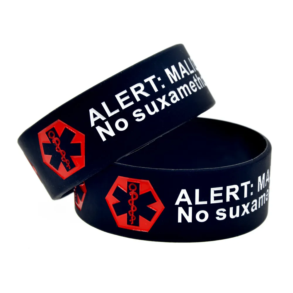 1 bracelet en silicone d'hyperthermie maligne d'alerte PC 1 pouce de large un excellent message à transporter en cas d'urgence